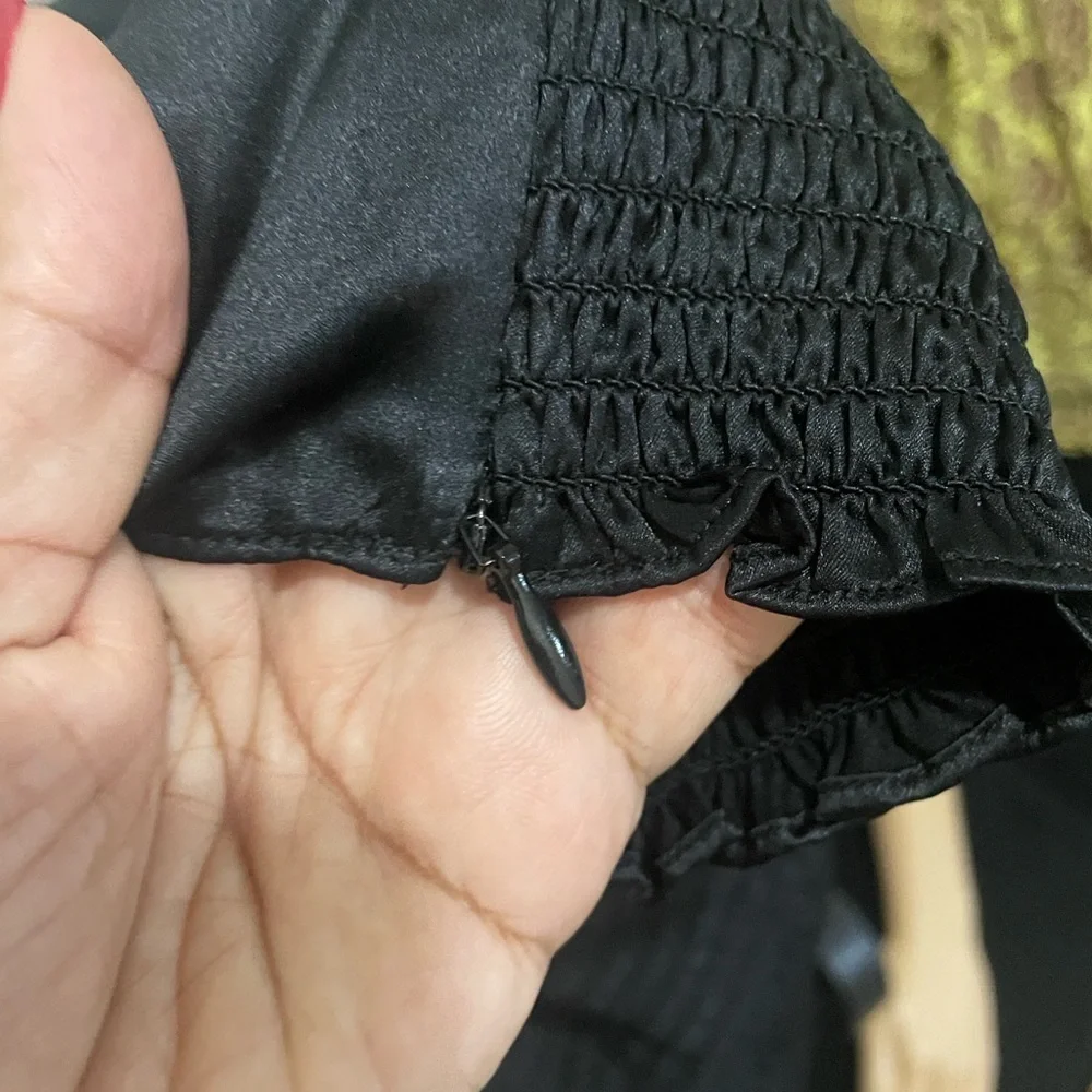 Reformation Black Satin Blouse 100%Silk
